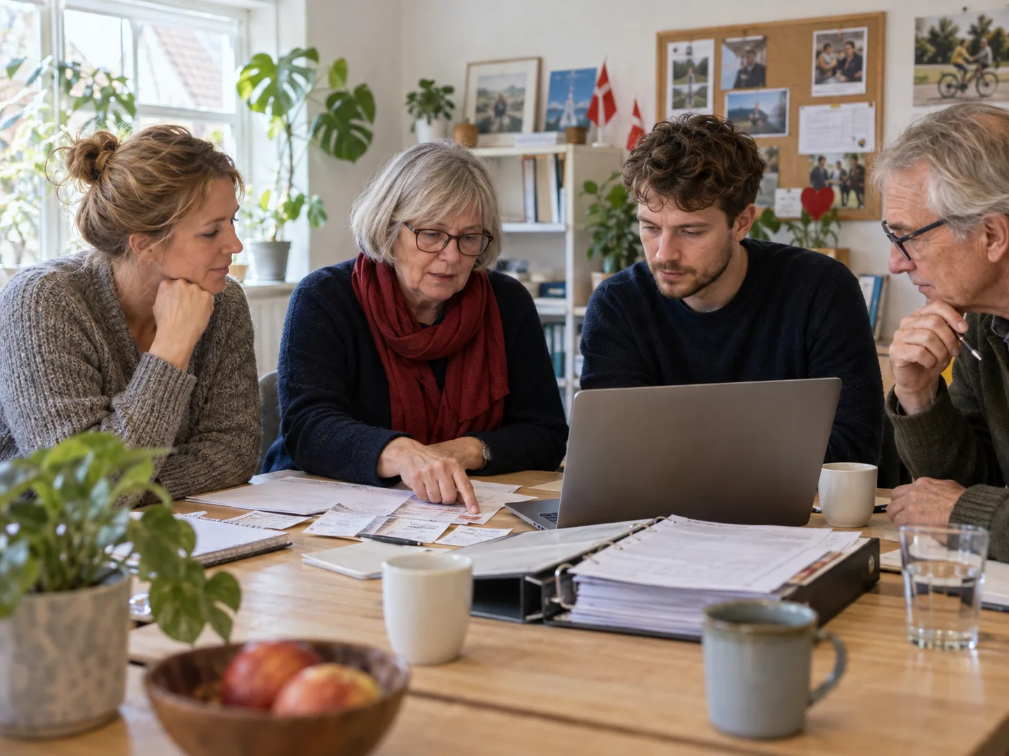 Frivillige gennemgår foreningens tal og dokumentation sammen